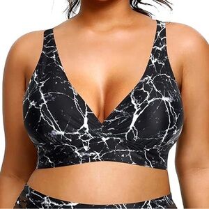 NWT Younique Black Cross Neck Bikini Top 22W